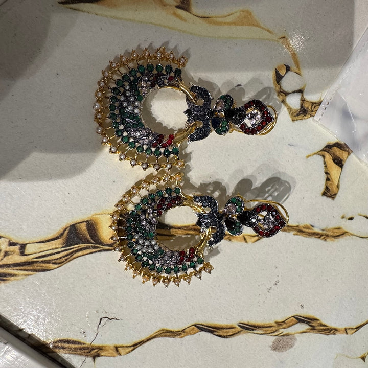 Original photograph — Noor Emerald Ruby & Pearl Chandbali Earrings