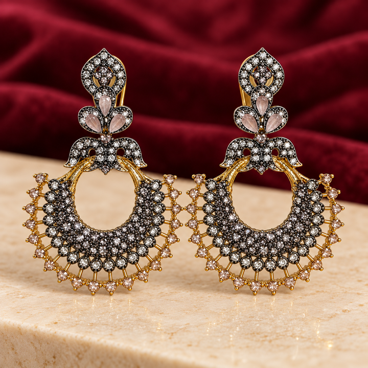 Noor Blush Pink Chandbali Earrings — Jashan Jewels