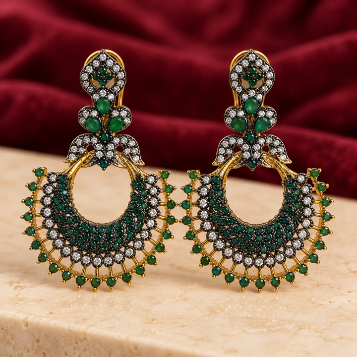 Noor Emerald Green Chandbali Earrings — Jashan Jewels