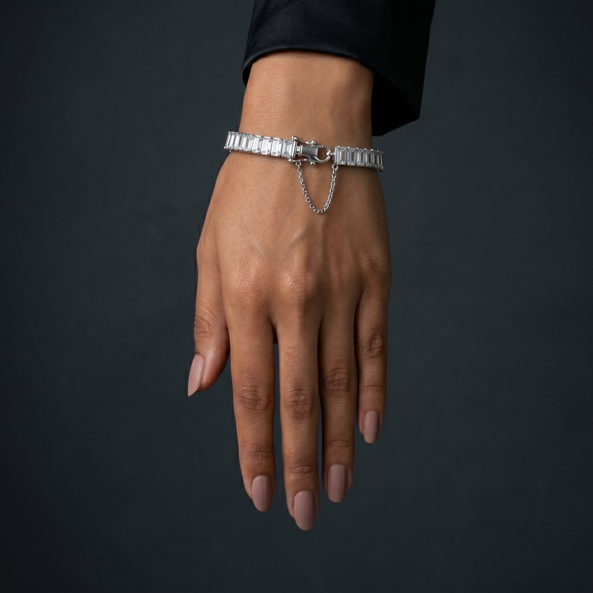 Emerald-Cut Crystal Tennis Bracelet