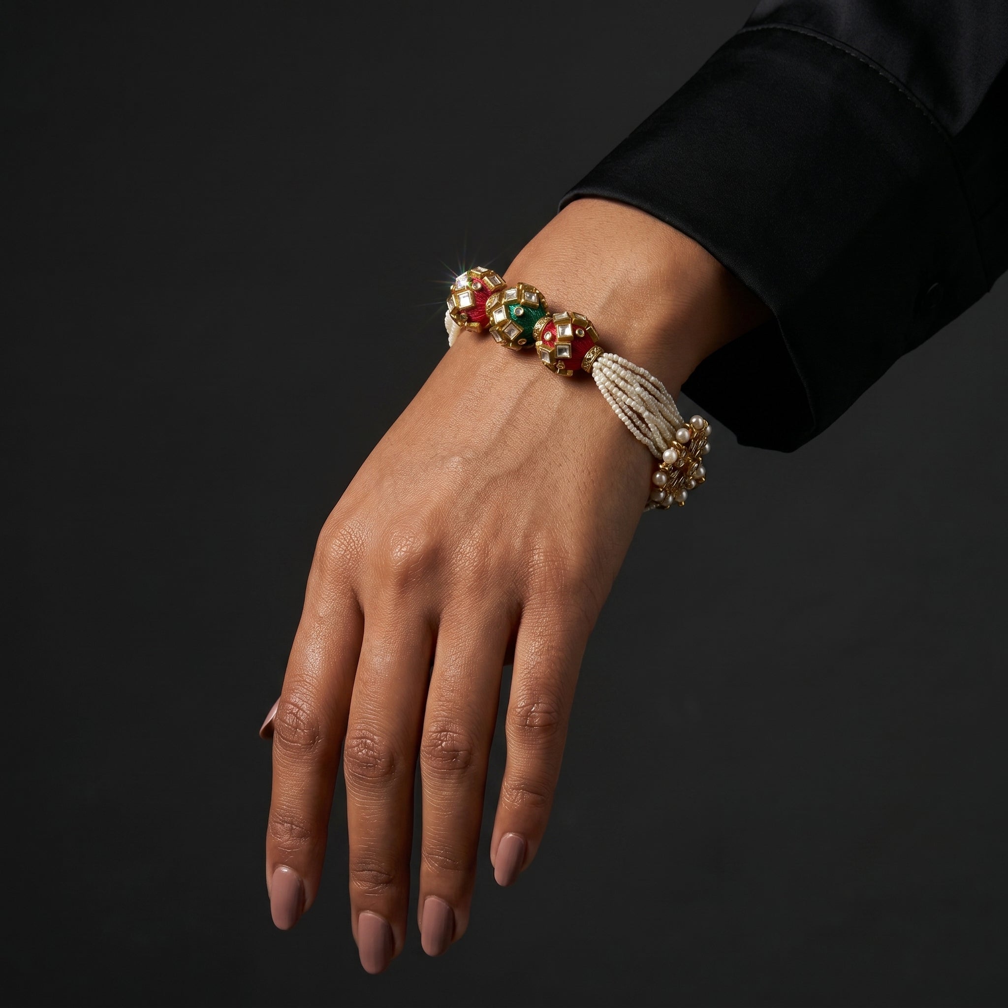 Kundan Meenakari Pearl Bracelet