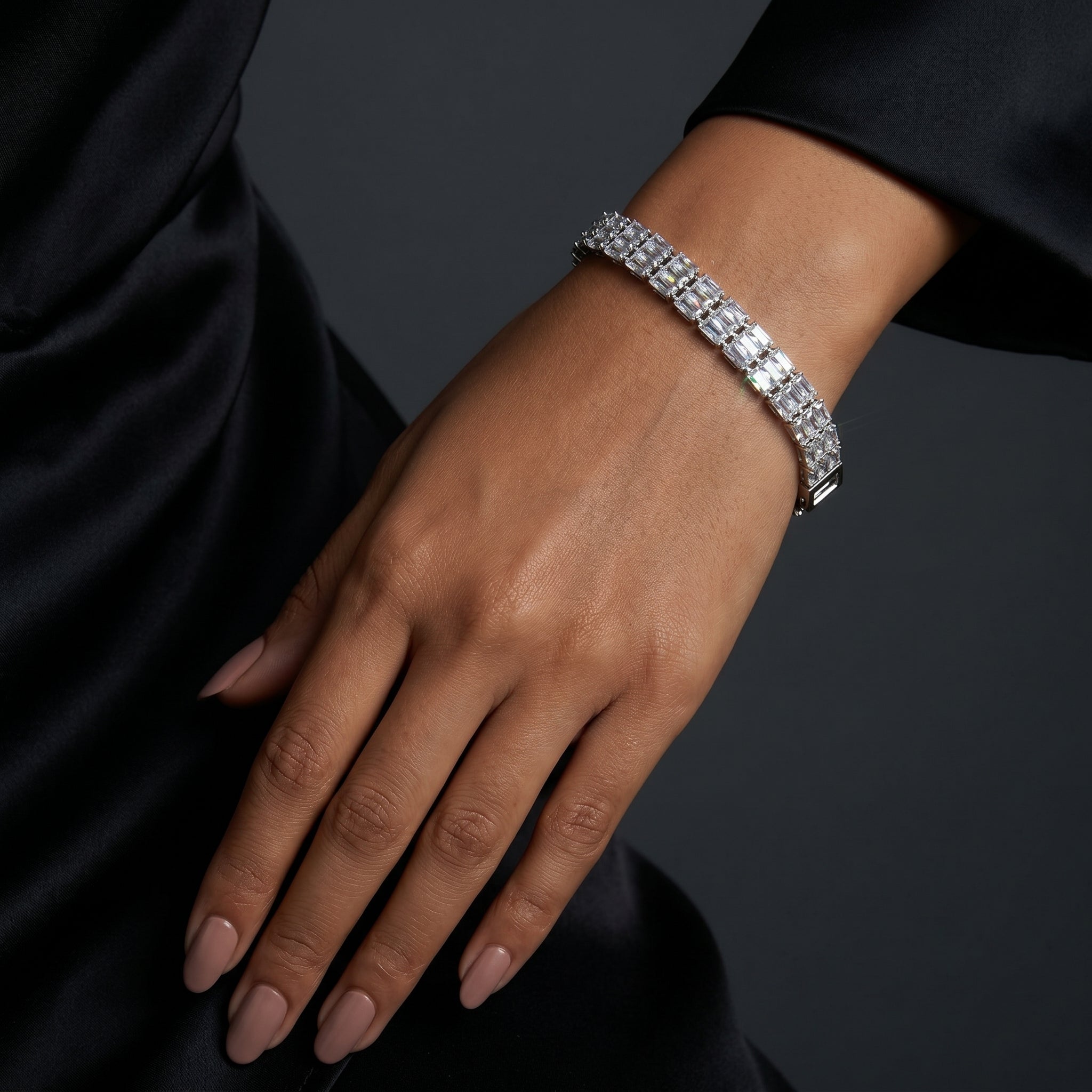 Emerald-Cut Crystal Tennis Bracelet