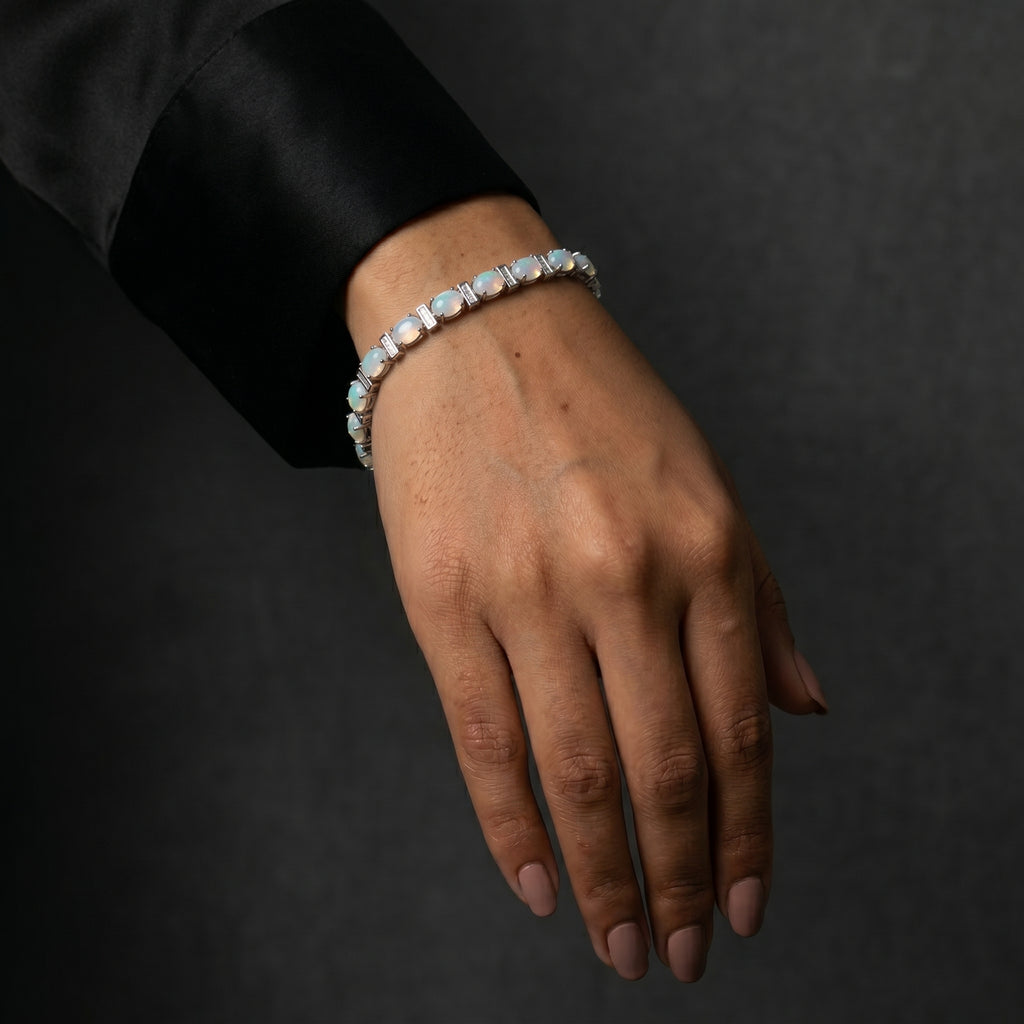 Moonstone & Crystal Tennis Bracelet