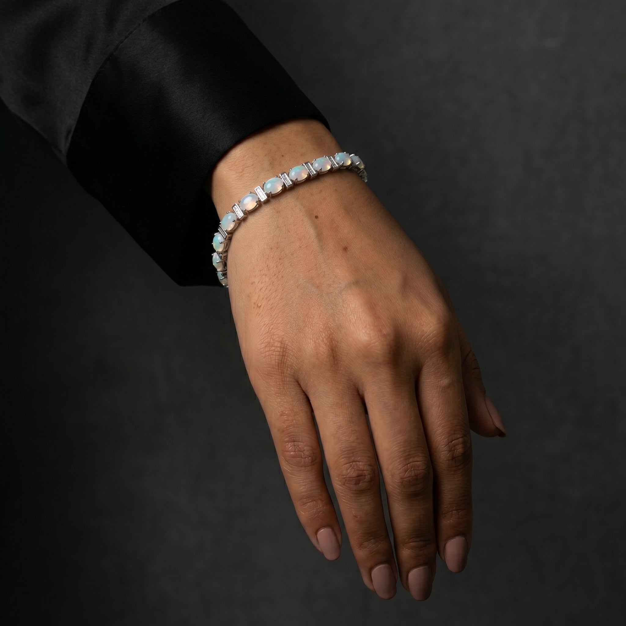 Moonstone & Crystal Tennis Bracelet