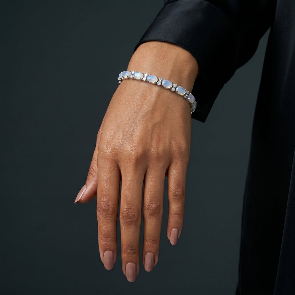 Moonstone & Crystal Tennis Bracelet