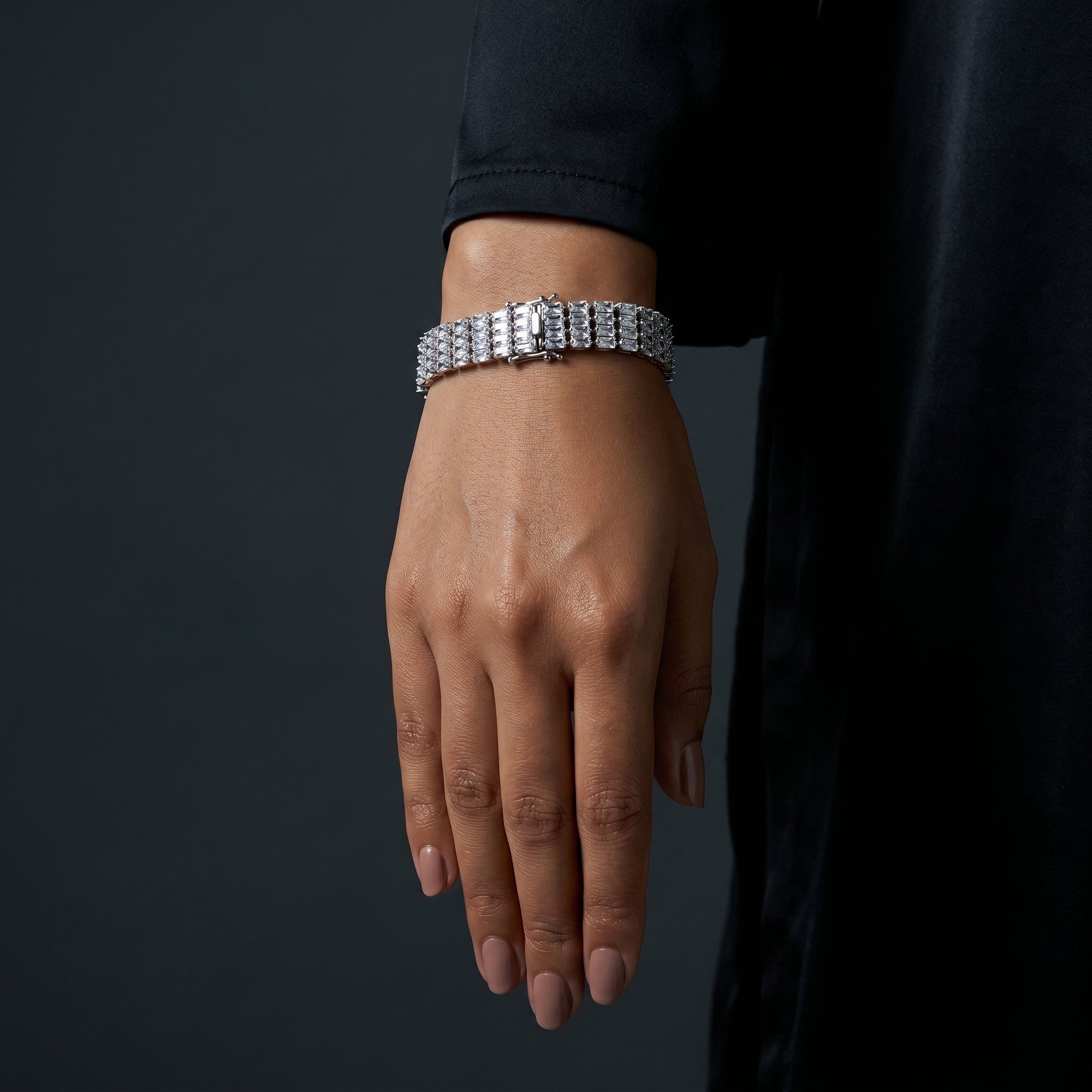 Wide Baguette Crystal Bracelet