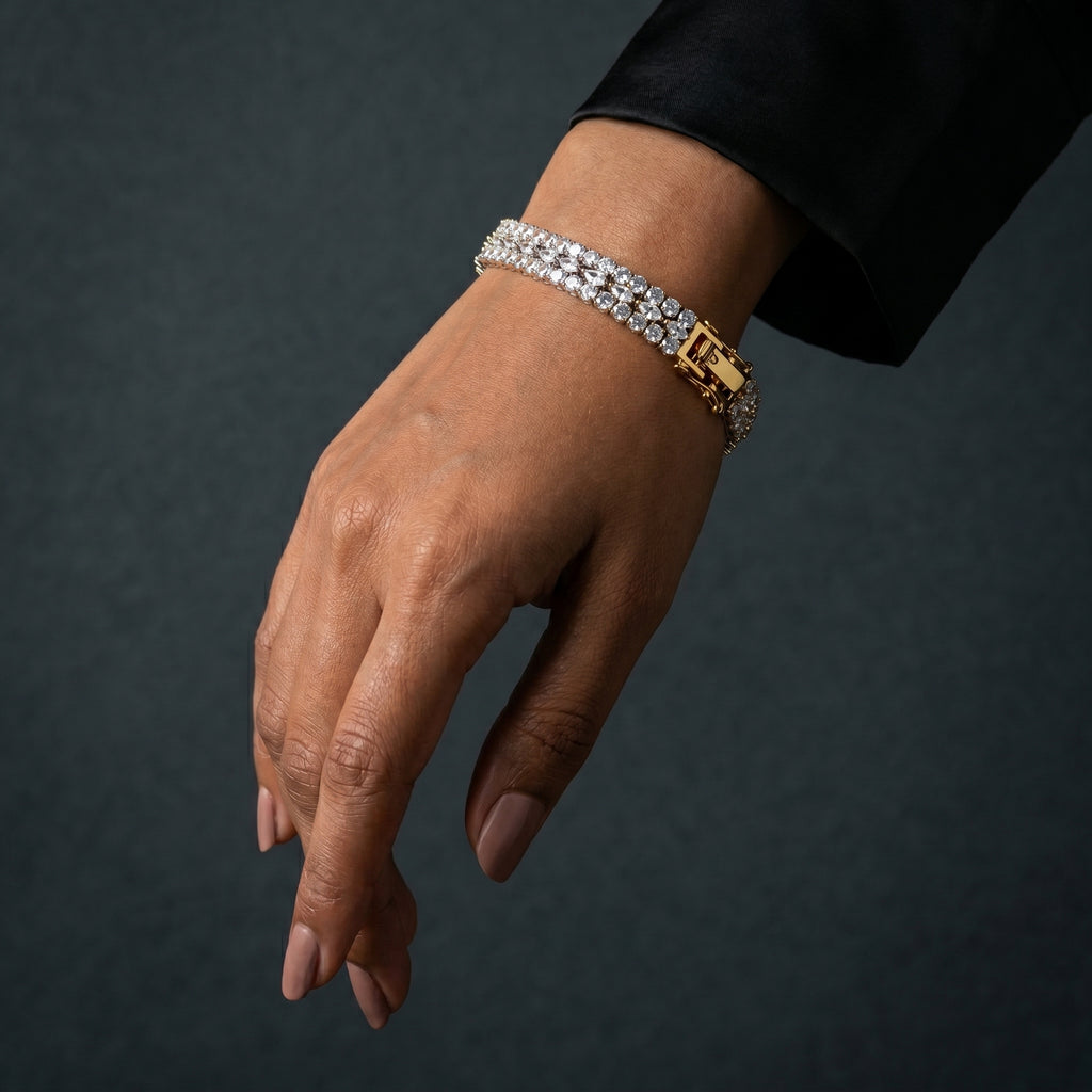 Triple Row Round Crystal Bracelet