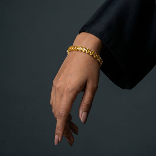 Citrine & Floral Diamond Gold Bracelet