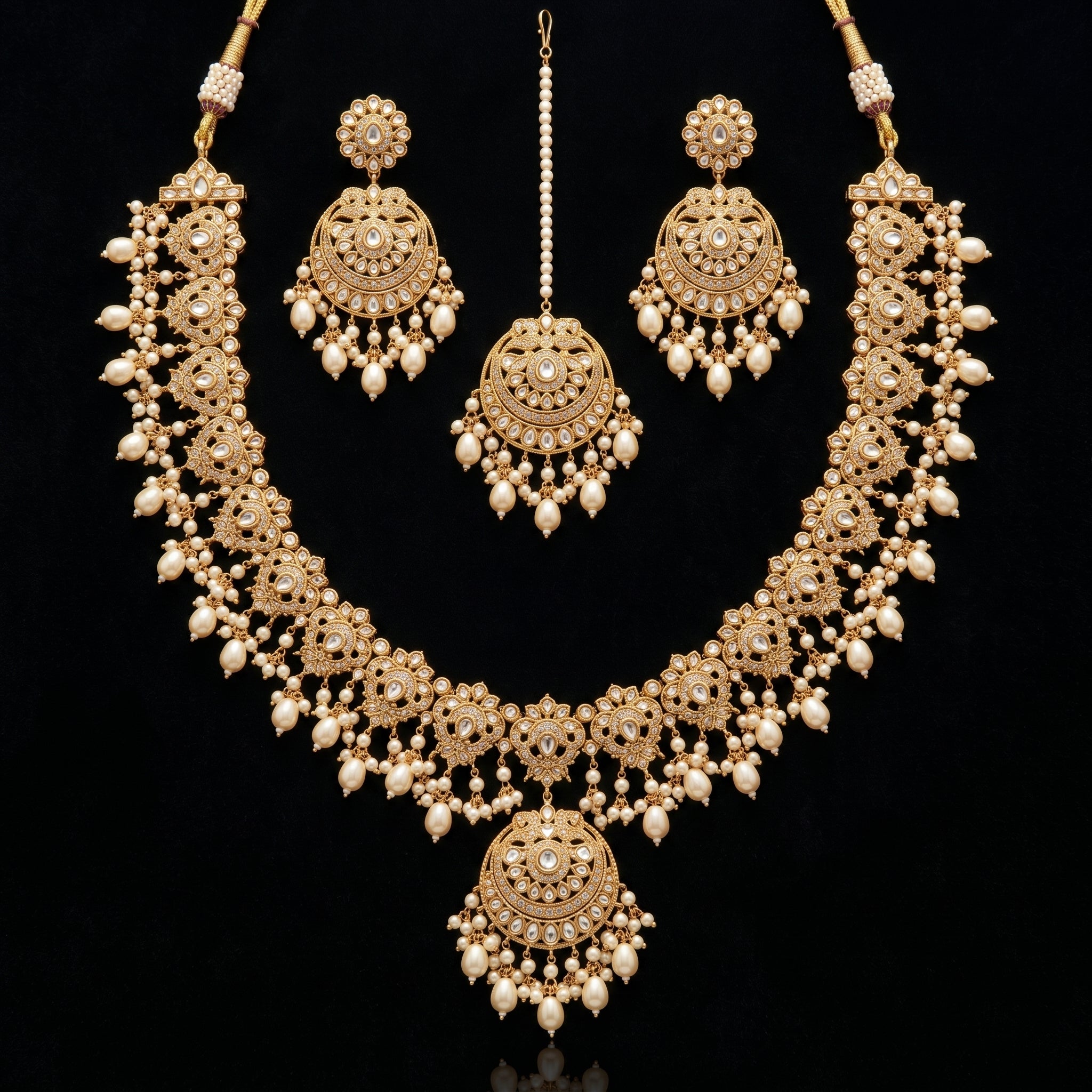 Antique Gold Polki Wide Choker Bridal Set