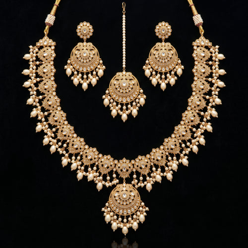 Antique Gold Polki Wide Choker Bridal Set