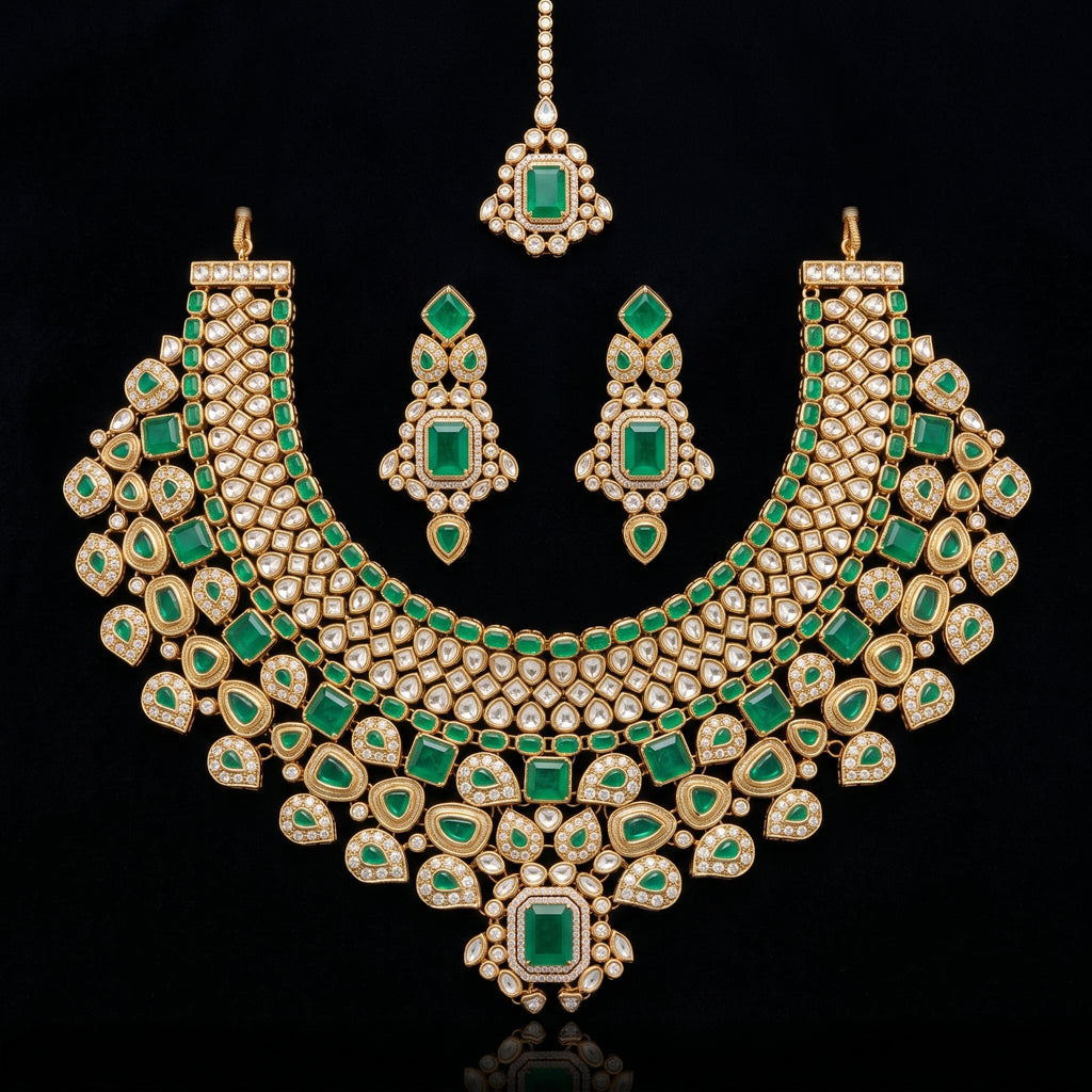 Ruby & Emerald Meenakari Kundan Choker Bridal Set