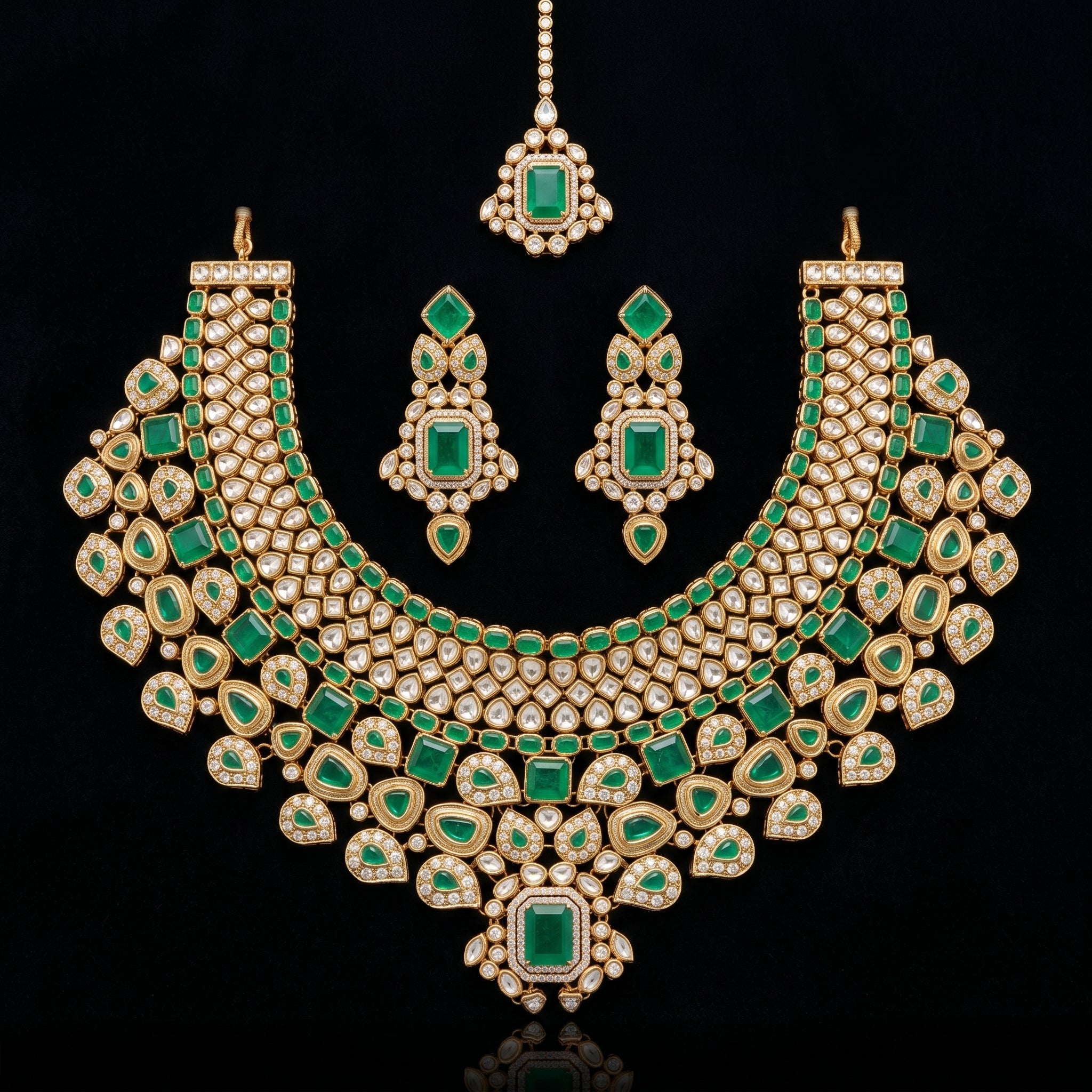 Ruby & Emerald Meenakari Kundan Choker Bridal Set