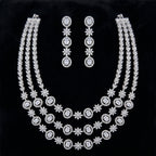 Silver CZ Triple-Layer Necklace Set