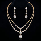 Gold Double Tennis Pendant Necklace Set