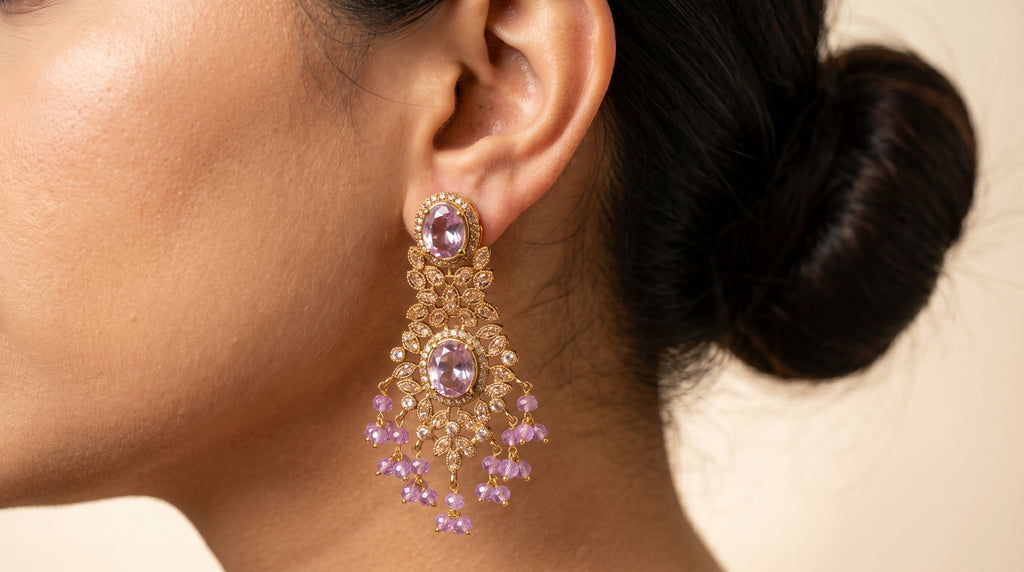Lavender Crystal Chandelier Earrings