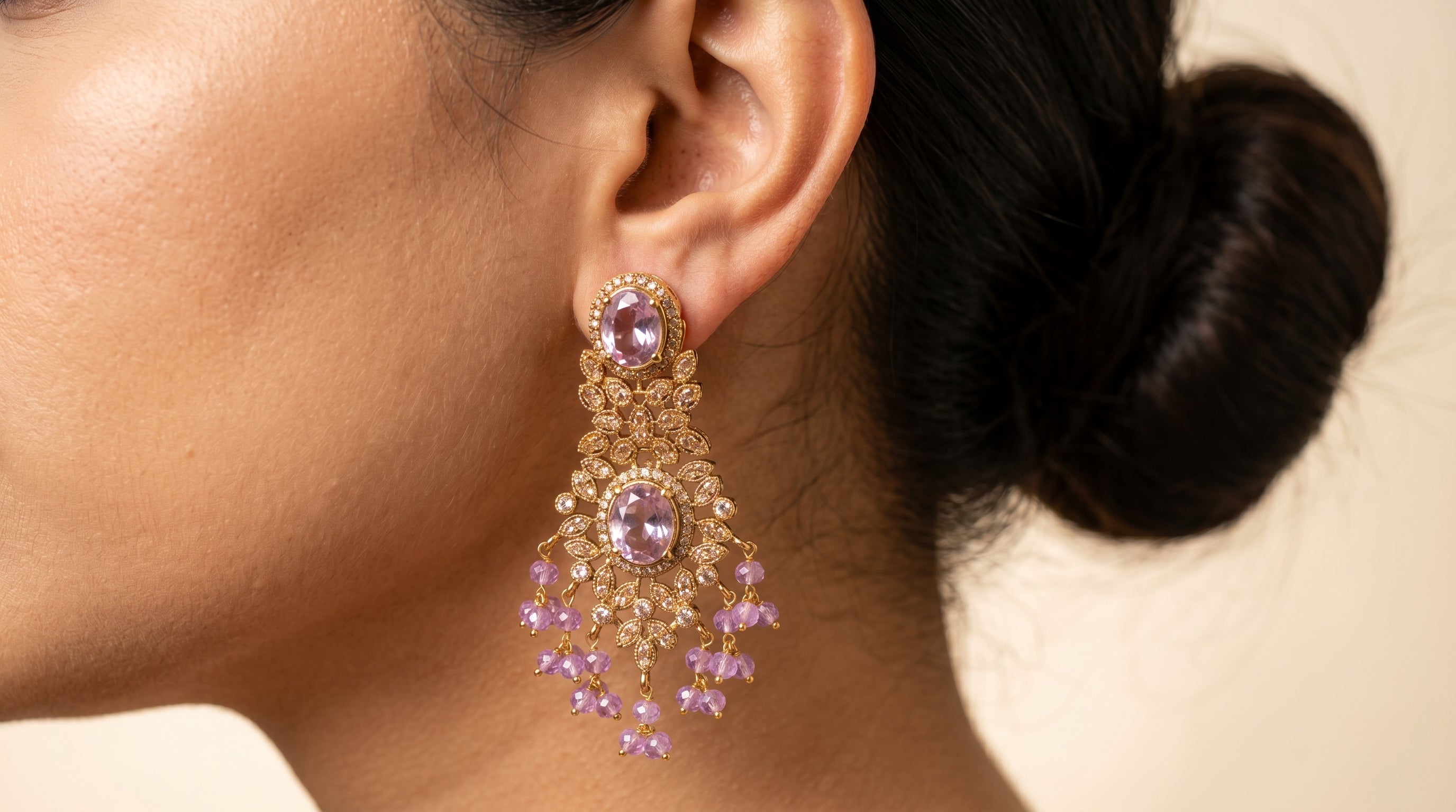 Lavender Crystal Chandelier Earrings