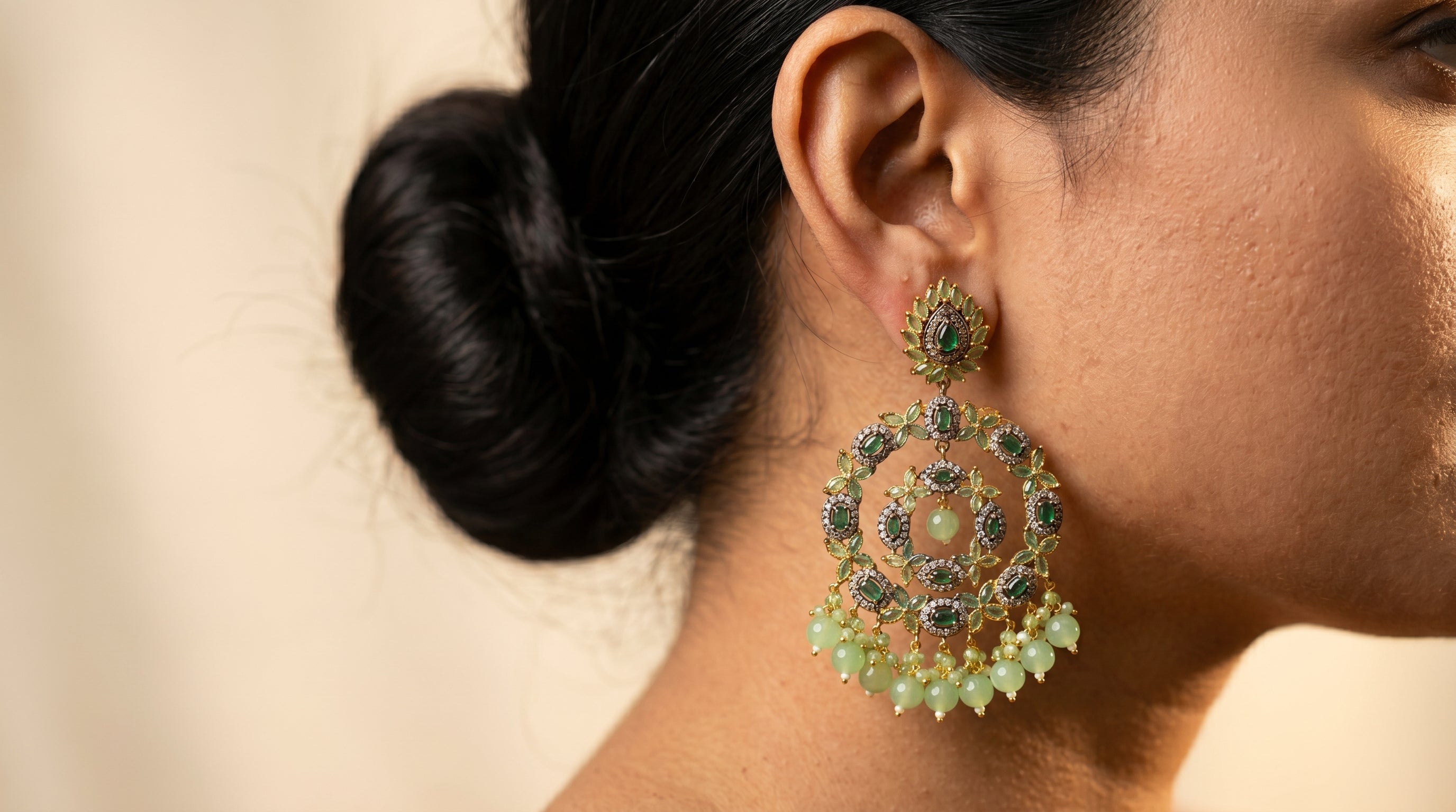 Emerald Green Chandbali Earrings