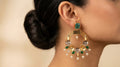 Teal & Gold Circular Hoop Earrings