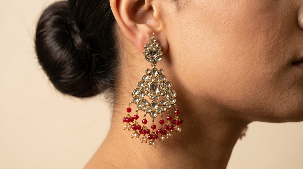 Antique Kundan Chandbali Earrings
