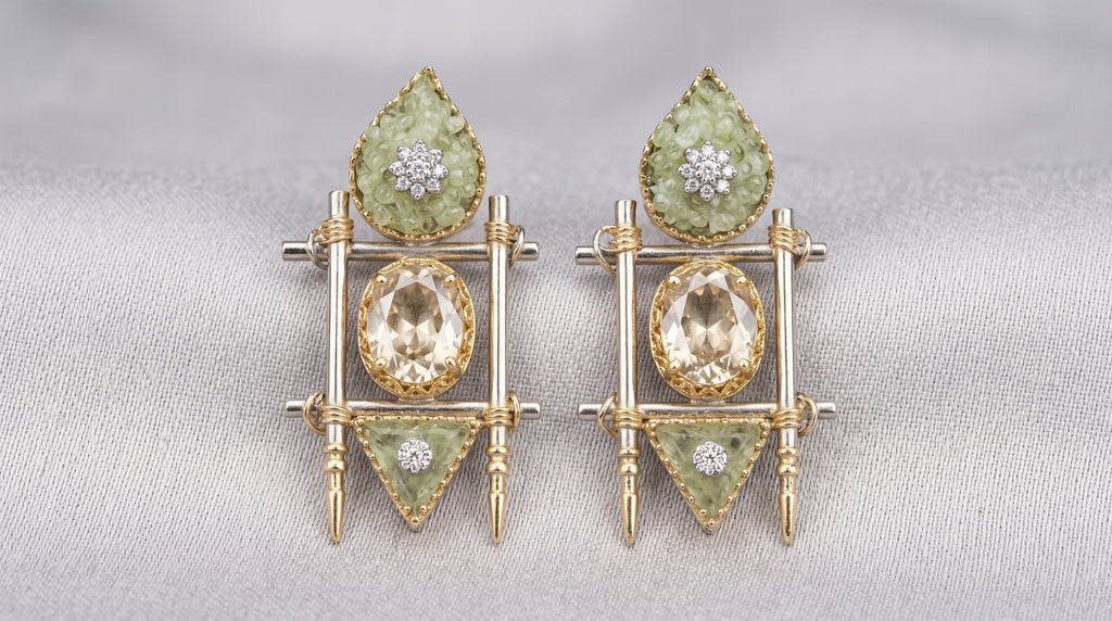 Architectural Gemstone Drop Earrings