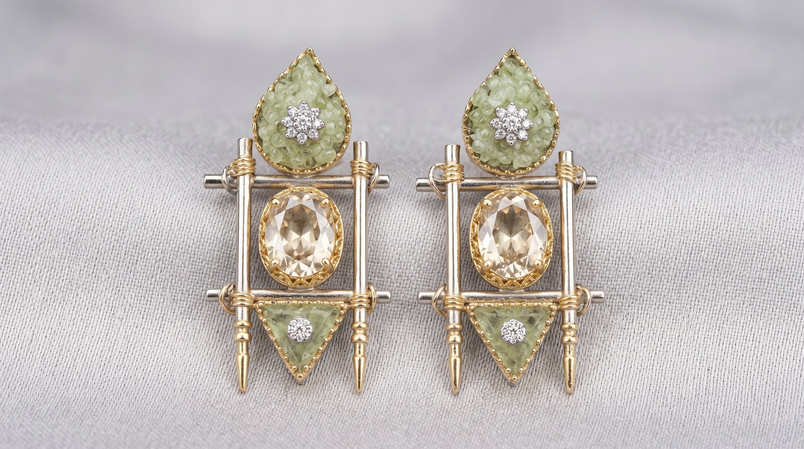 Architectural Gemstone Drop Earrings