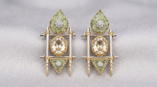 Architectural Gemstone Drop Earrings