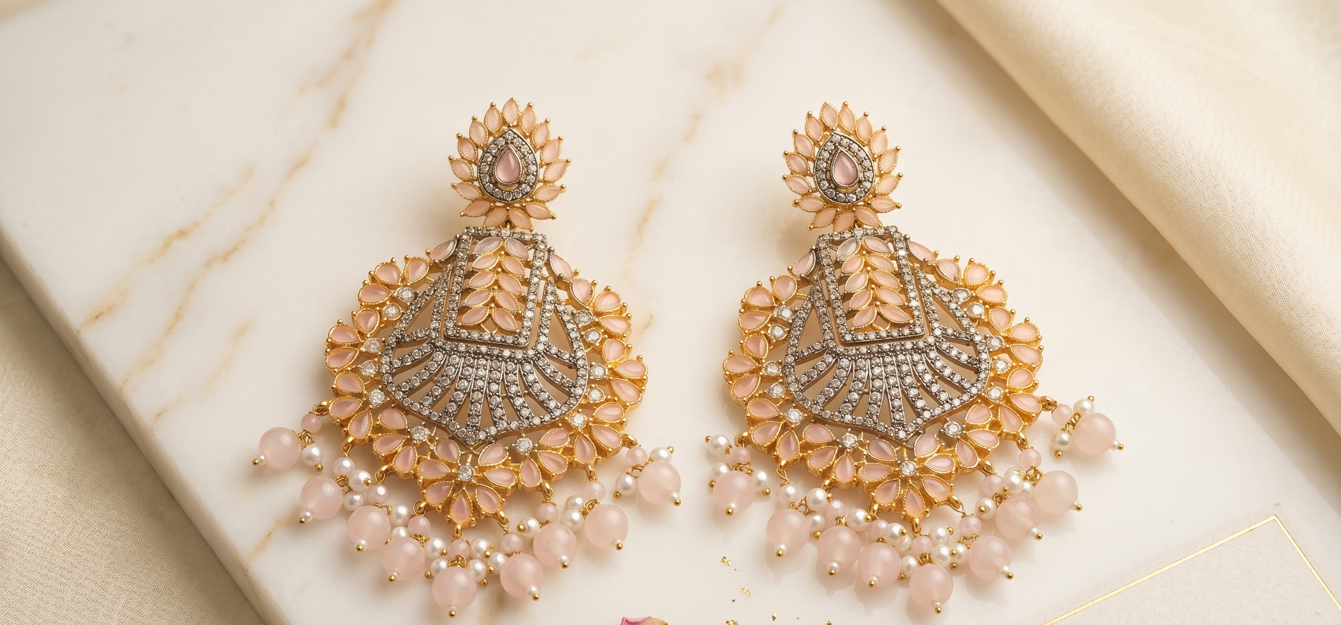 Blush Pink Chandbali Earrings