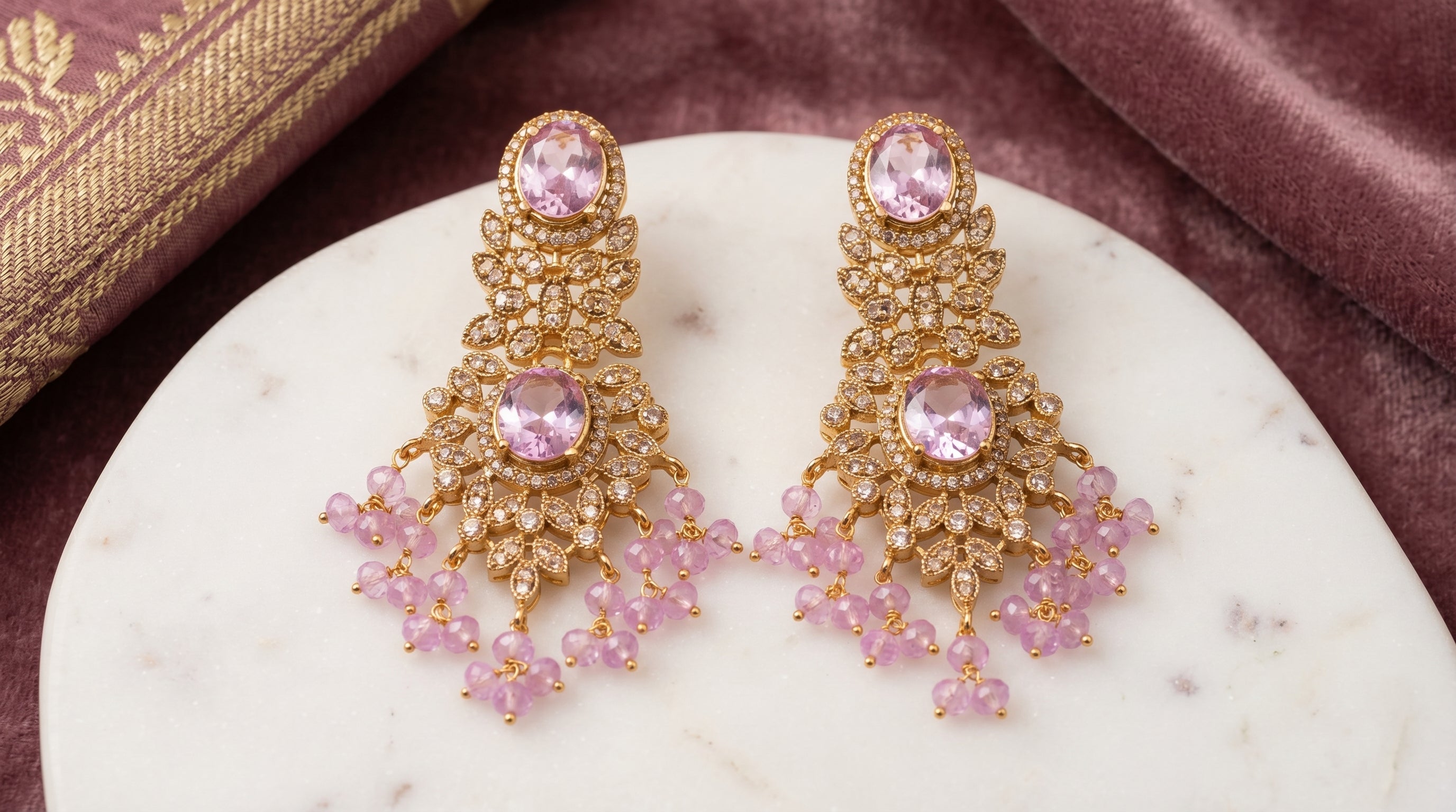 Lavender Crystal Chandelier Earrings