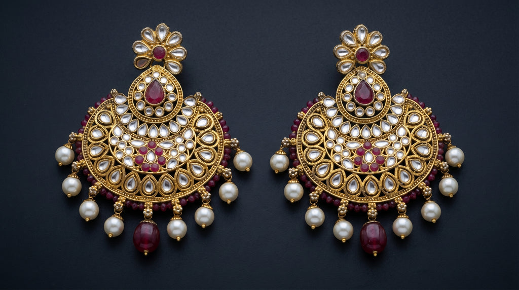 Grand Kundan Chandbali Earrings