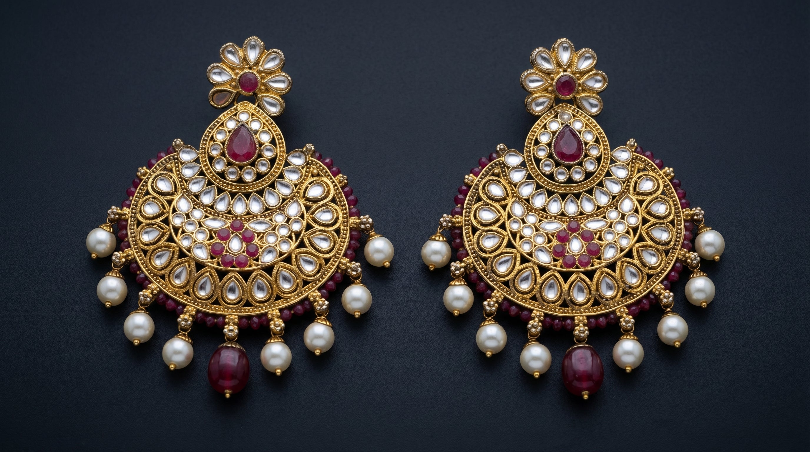 Grand Kundan Chandbali Earrings