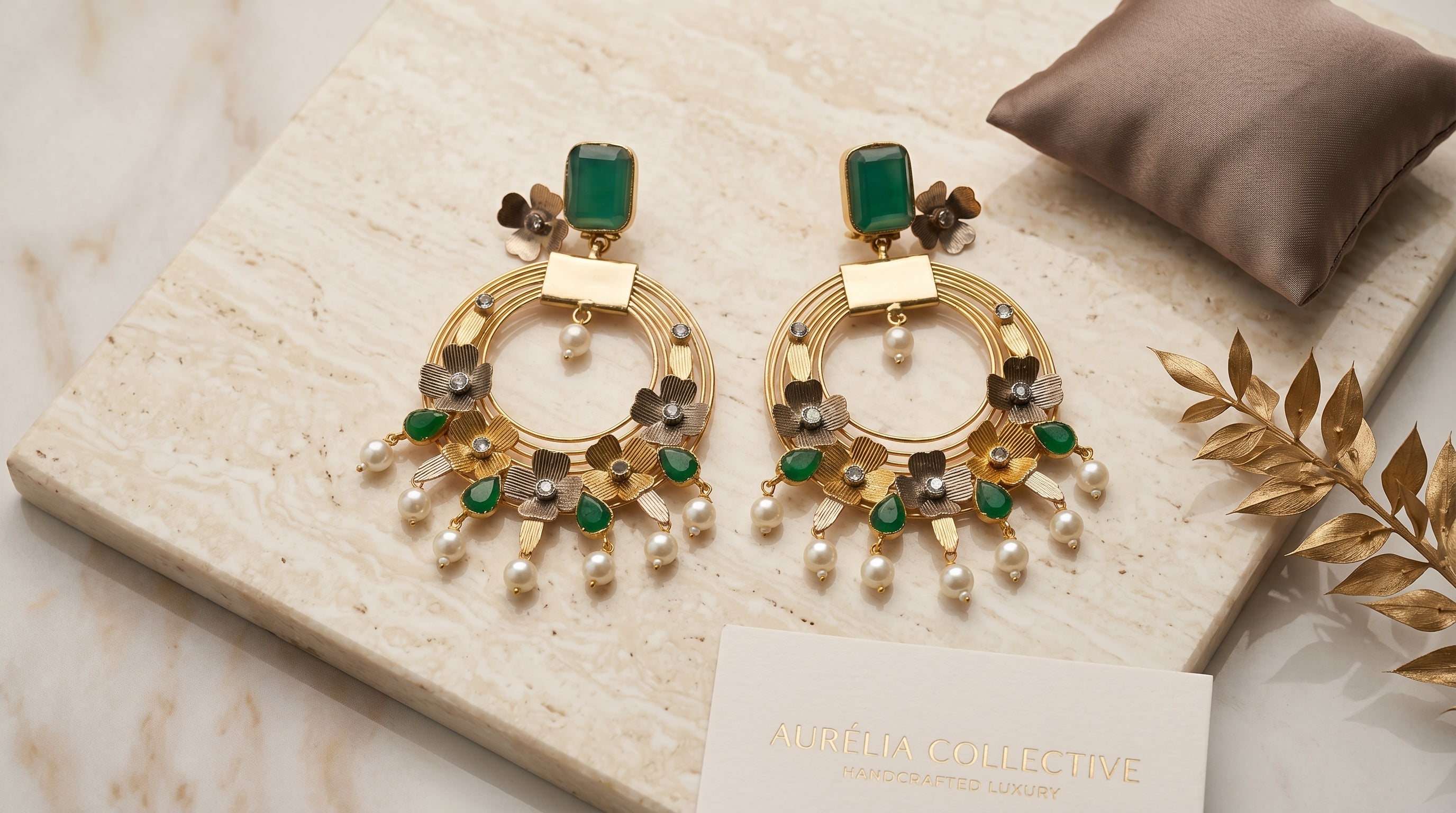 Teal & Gold Circular Hoop Earrings