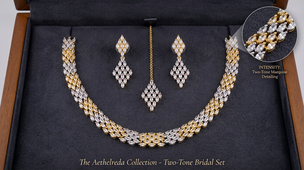 Diamond Lattice Mesh Choker Necklace Set