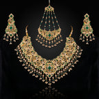 Emerald Green Leaf Jaali Bridal Set with Jhoomar