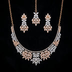 Two-Tone CZ Marquise Leaf Necklace Set