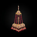 Scarlet Red Teardrop Chandbali Bridal Set with Jhoomar