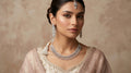 Silver Diamond Baguette Fringe Choker Necklace Set