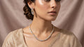 Two-Tone Diamond Floral Cluster Chain Necklace Set