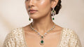 Emerald & Diamond Baguette Floral Necklace Set