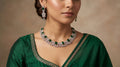Emerald & Crystal Diamond Geometric Panel Choker Necklace Set