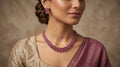 Pink Ruby Multi-Row Oval Stone Collar Choker Necklace Set