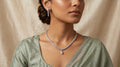 Silver Crystal Diamond Tennis Necklace Set