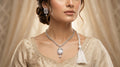 Silver Crystal Diamond Twisted Chain Necklace Set