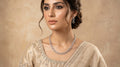 Silver Crystal Diamond Circle Link Chain Necklace Set