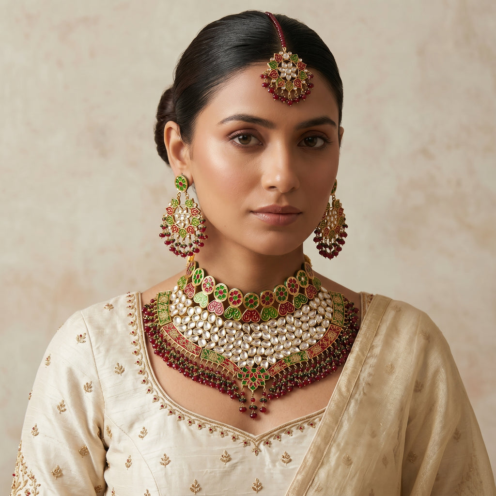 Gold Filigree & Pearl Chandbali Bridal Set — Pakistani bridal jewellery set by Jashan Jewels Pakistan