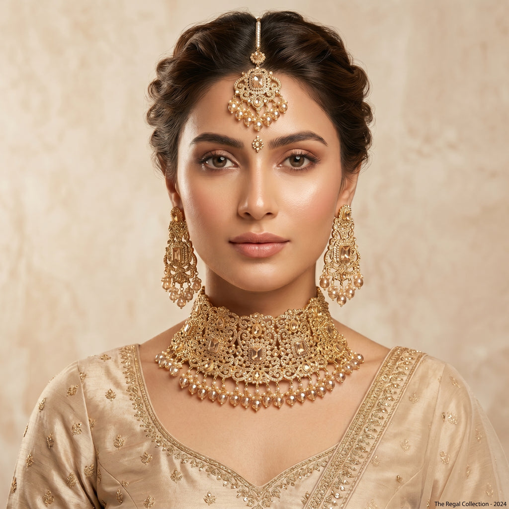 Ruby & Pearl Layered Multi-Strand Bridal Set