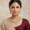 Two-Tone CZ Marquise Leaf Necklace Set