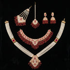 Crimson Kundan & Ruby Drop Necklace Bridal Set