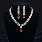 Ruby & Diamond Marquise Leaf Necklace Set close-up detail — artificial necklace set by Jashan Jewels