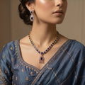 Royal Blue Sapphire & Diamond Baguette Necklace Set — artificial necklace set by Jashan Jewels Pakistan