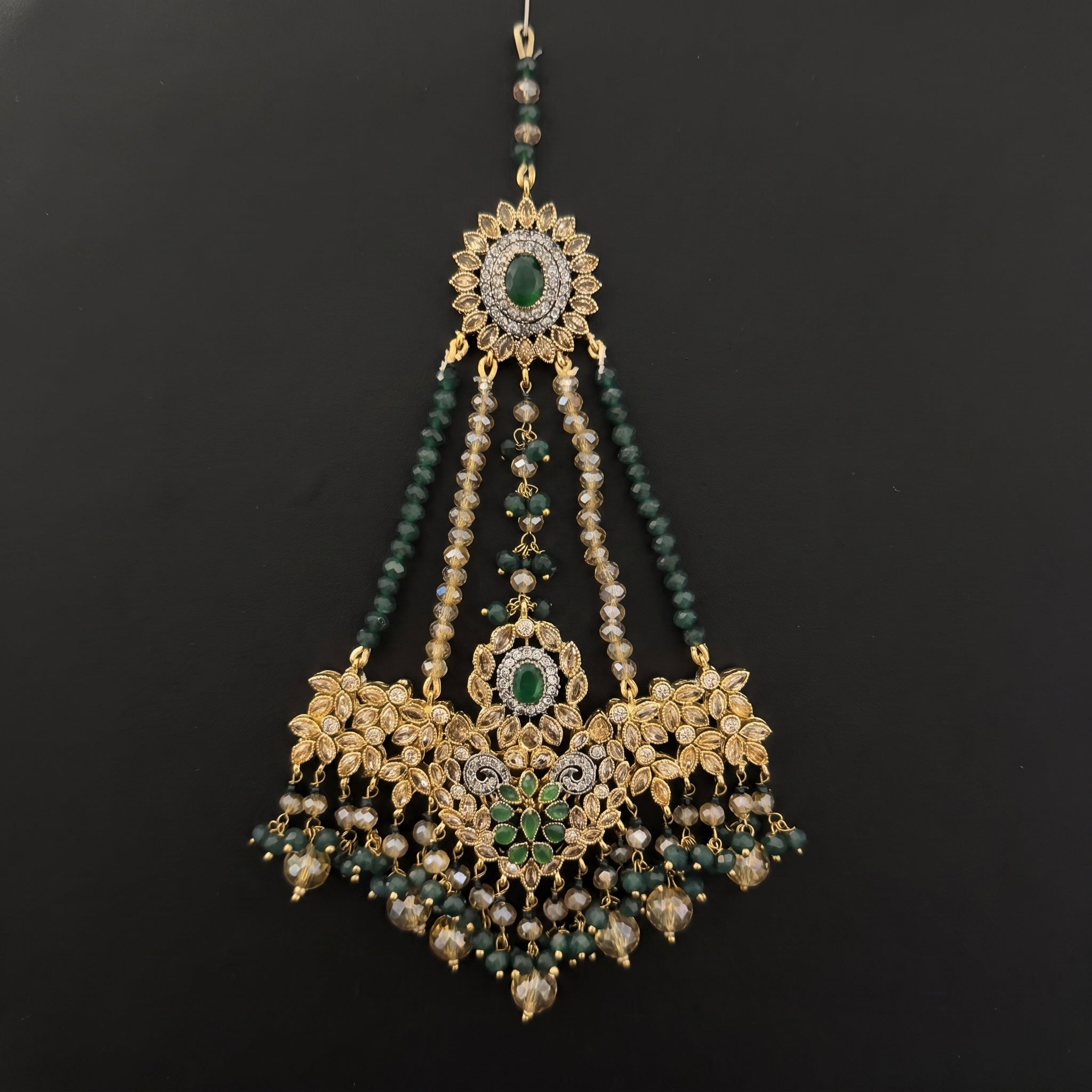 Emerald Halo Bridal Set with Jhoomar